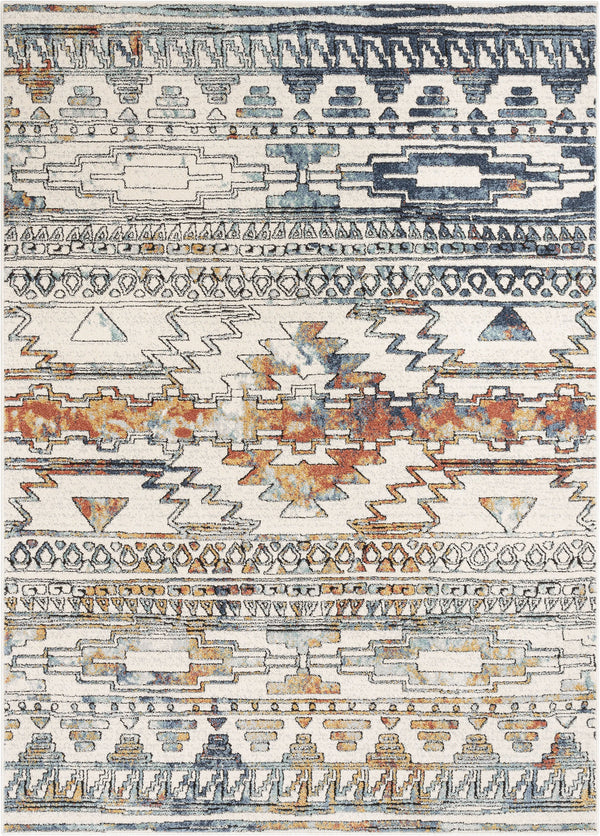 Forli Southwestern Aztec Ivory Blue Rug