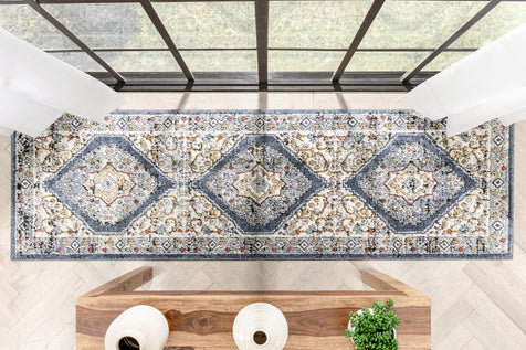 Messina Vintage Oriental Medallion Blue Rug