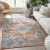 Andria Vintage Medallion Botanical Border Rust Rug
