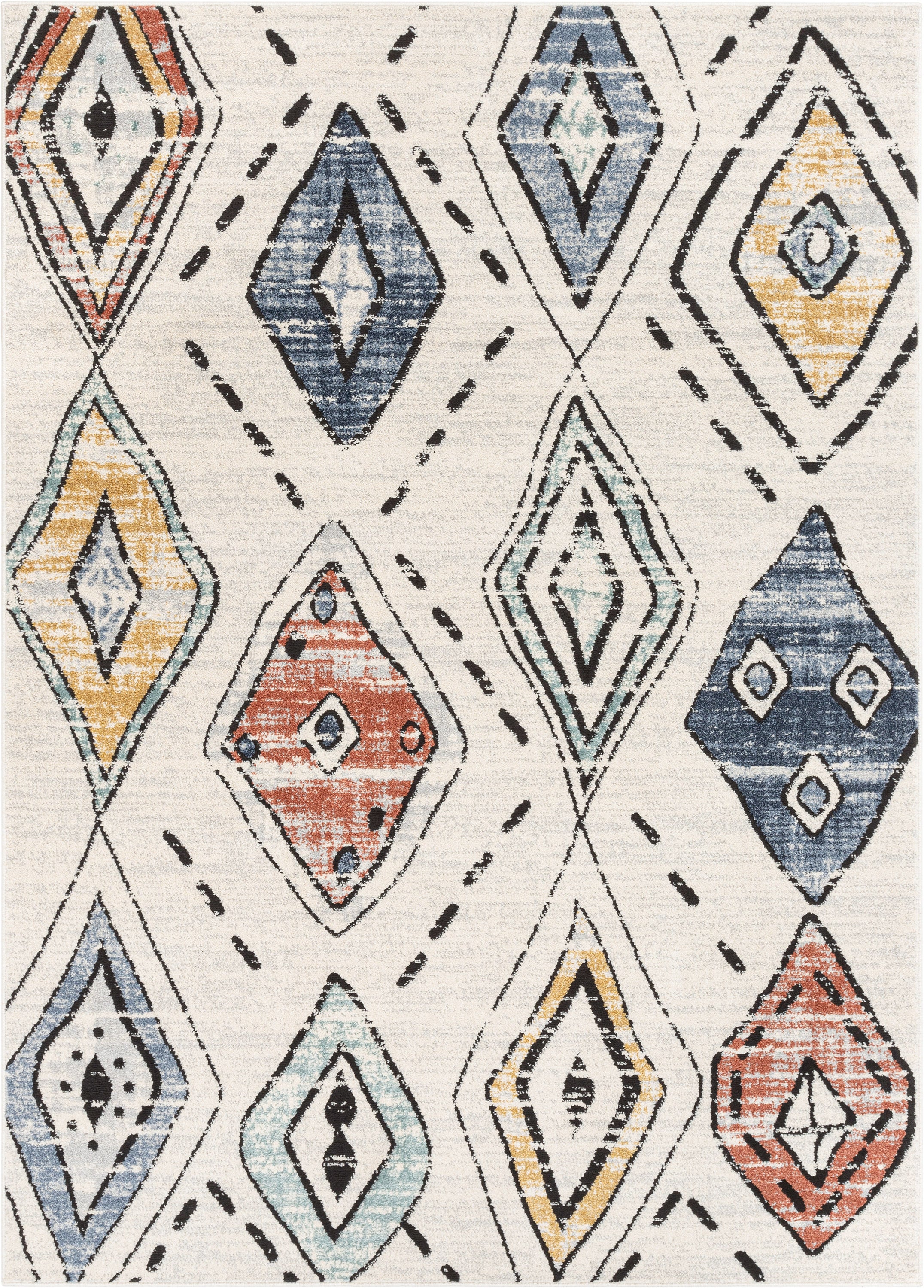 Cesena Tribal Moroccan Diamond Ivory Rug