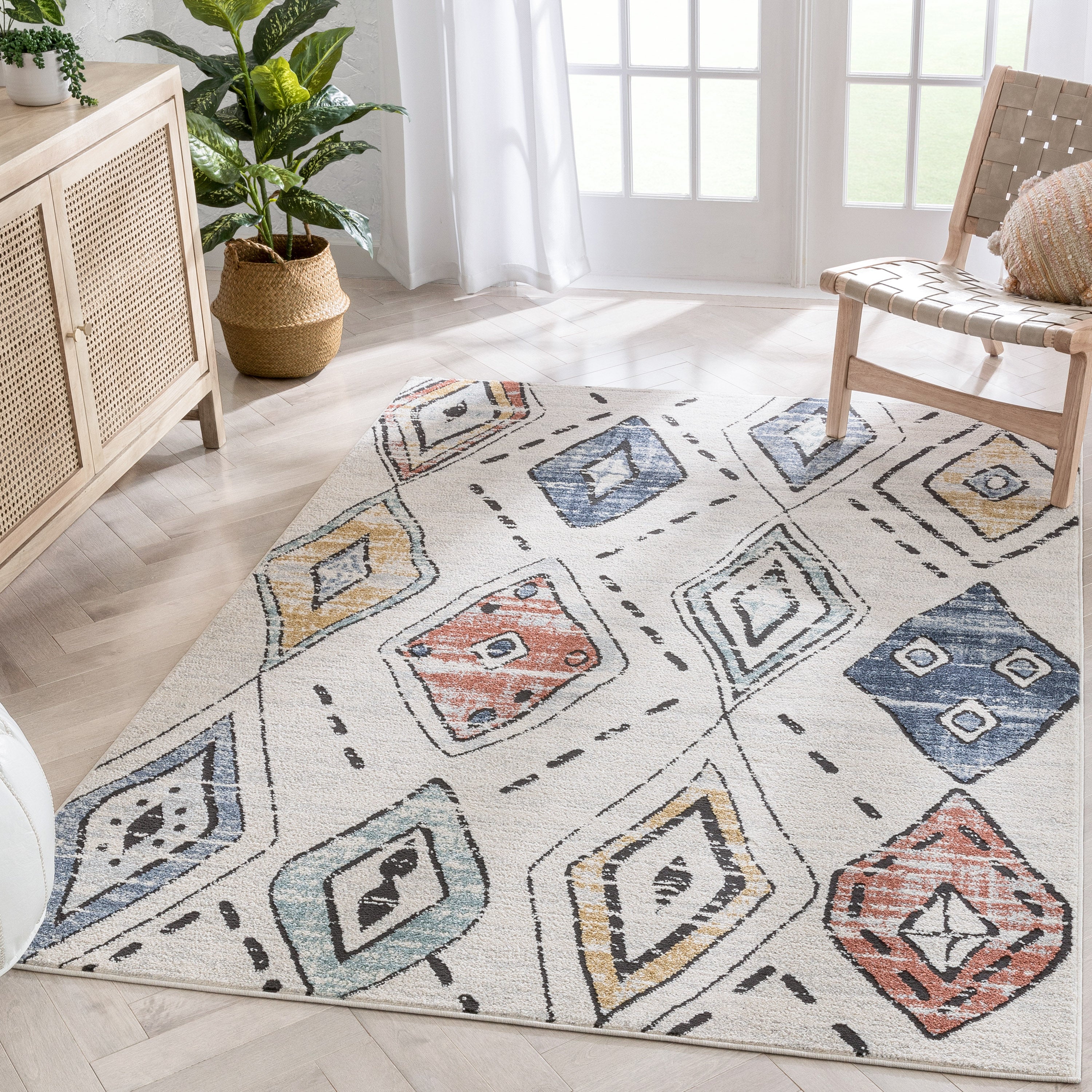 Cesena Tribal Moroccan Diamond Ivory Rug