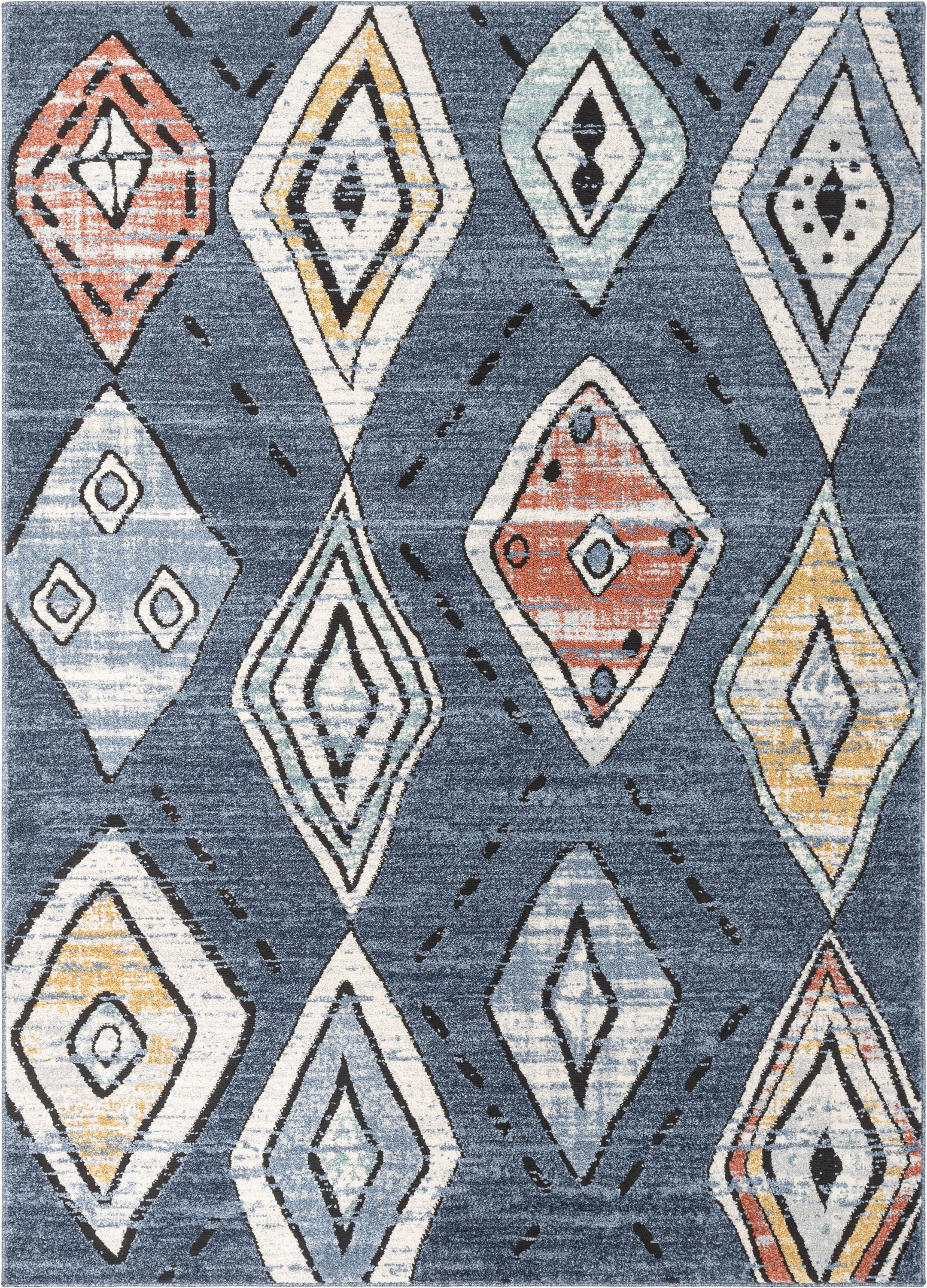 Cesena Tribal Moroccan Diamond Blue Rug