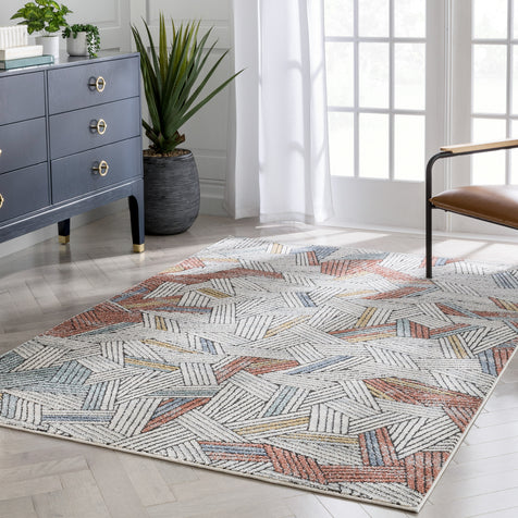Varese Abstract Geometric Stripes Red Rug