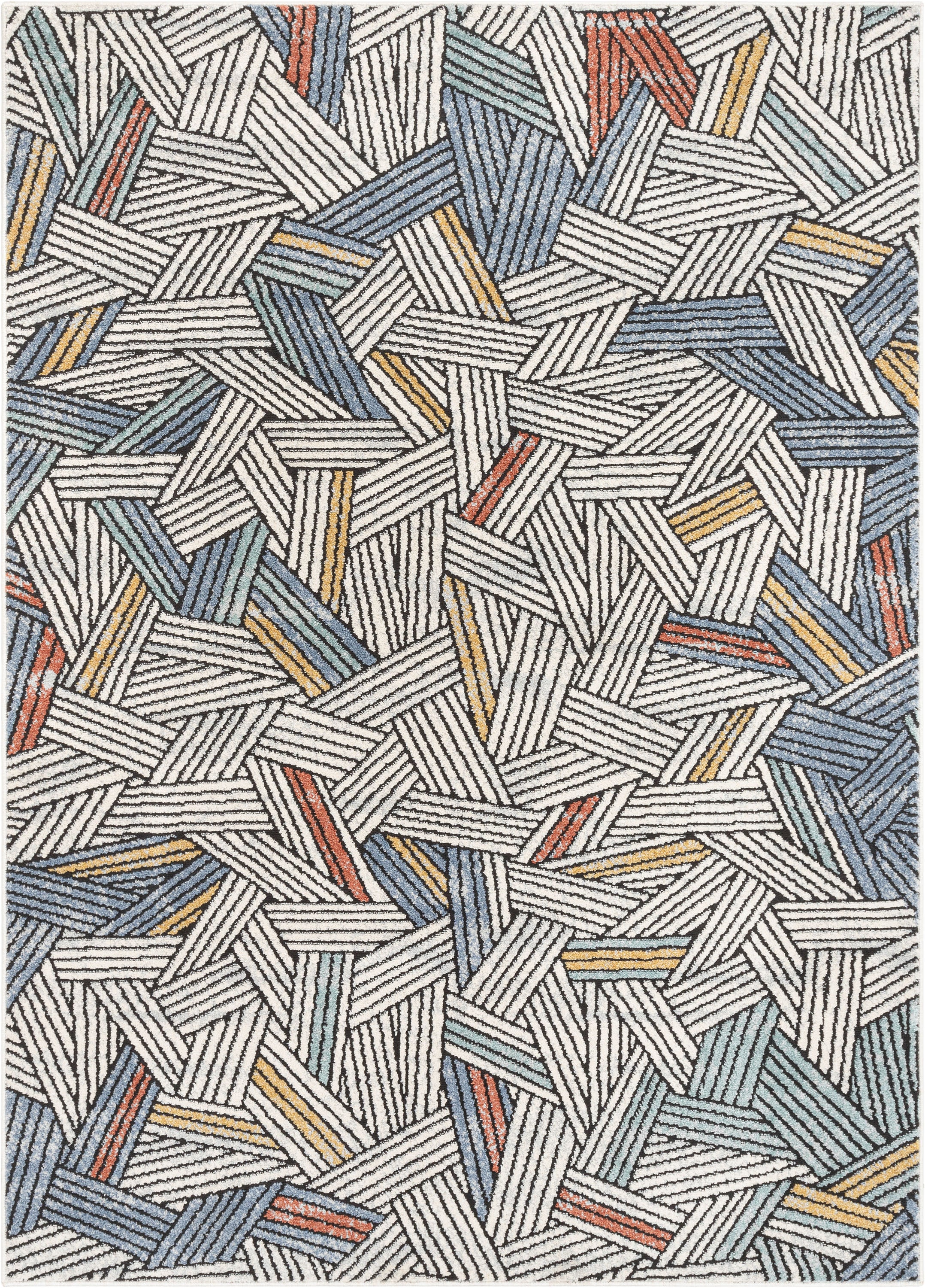 Varese Abstract Geometric Stripes Blue Rug