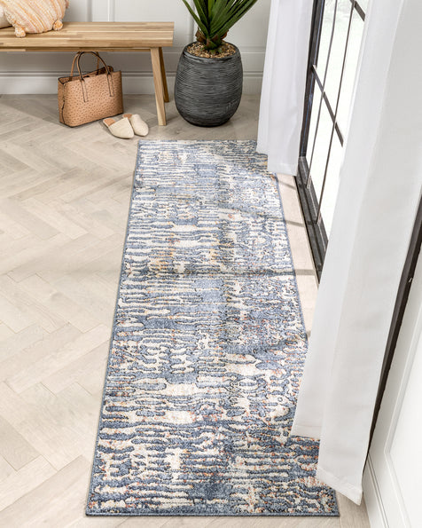 Modica Geometric Abstract Pattern Blue Rug