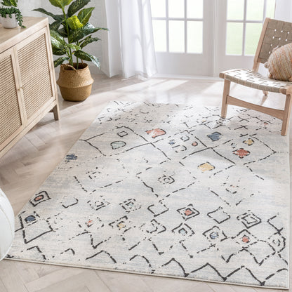 Ancona Moroccan Tribal Diamond Grey Rug