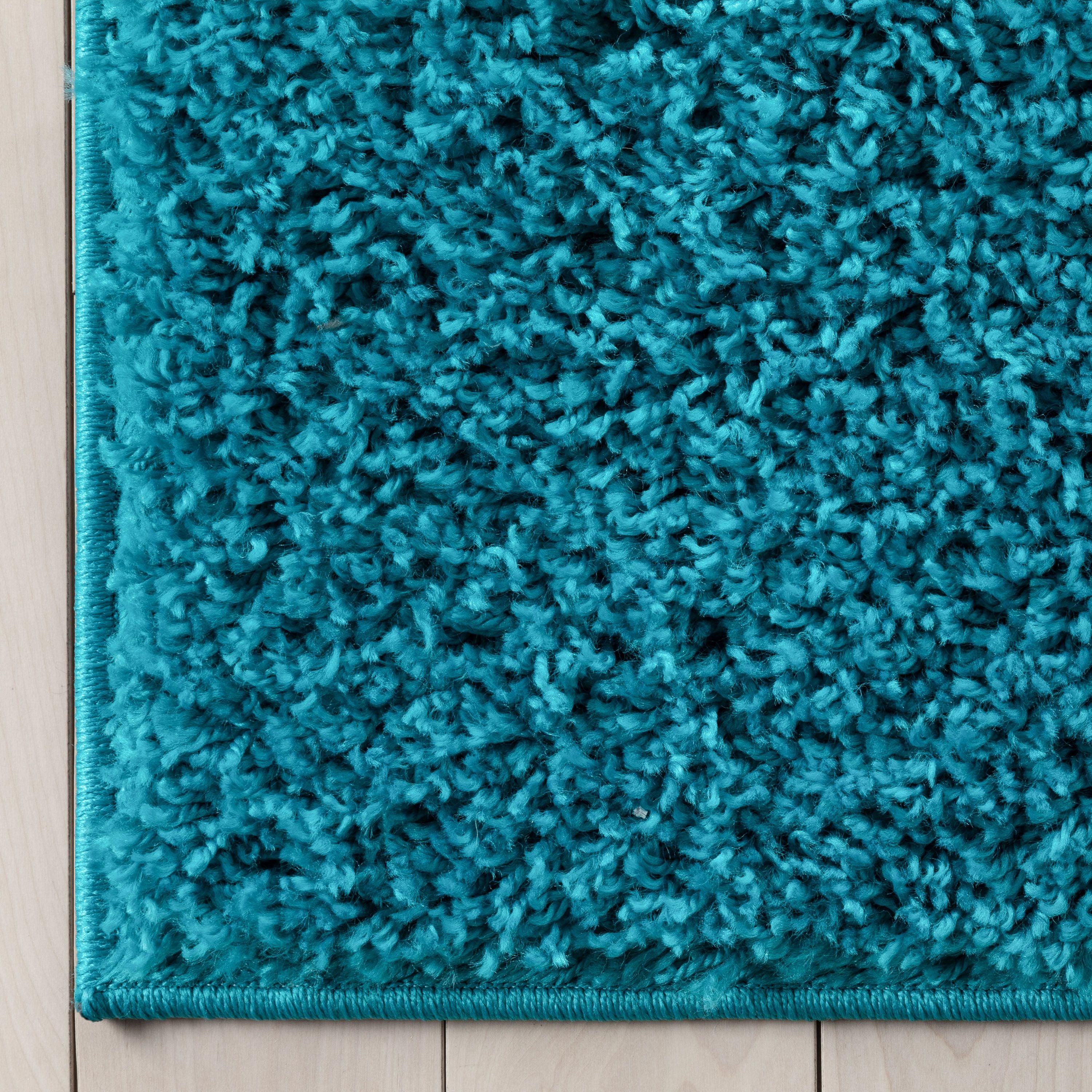 Emerson Modern Solid Teal Textured Shag Rug