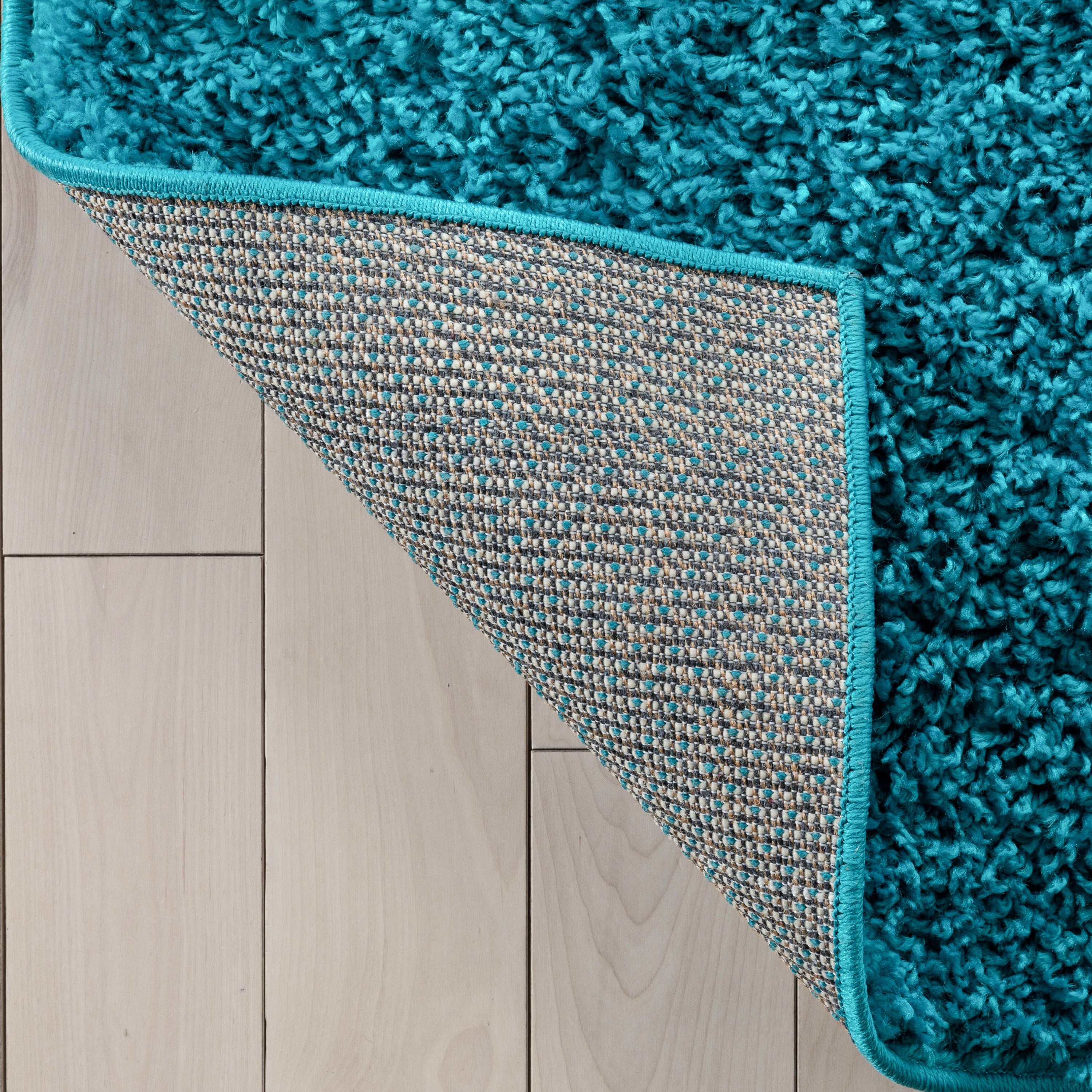 Emerson Modern Solid Teal Textured Shag Rug