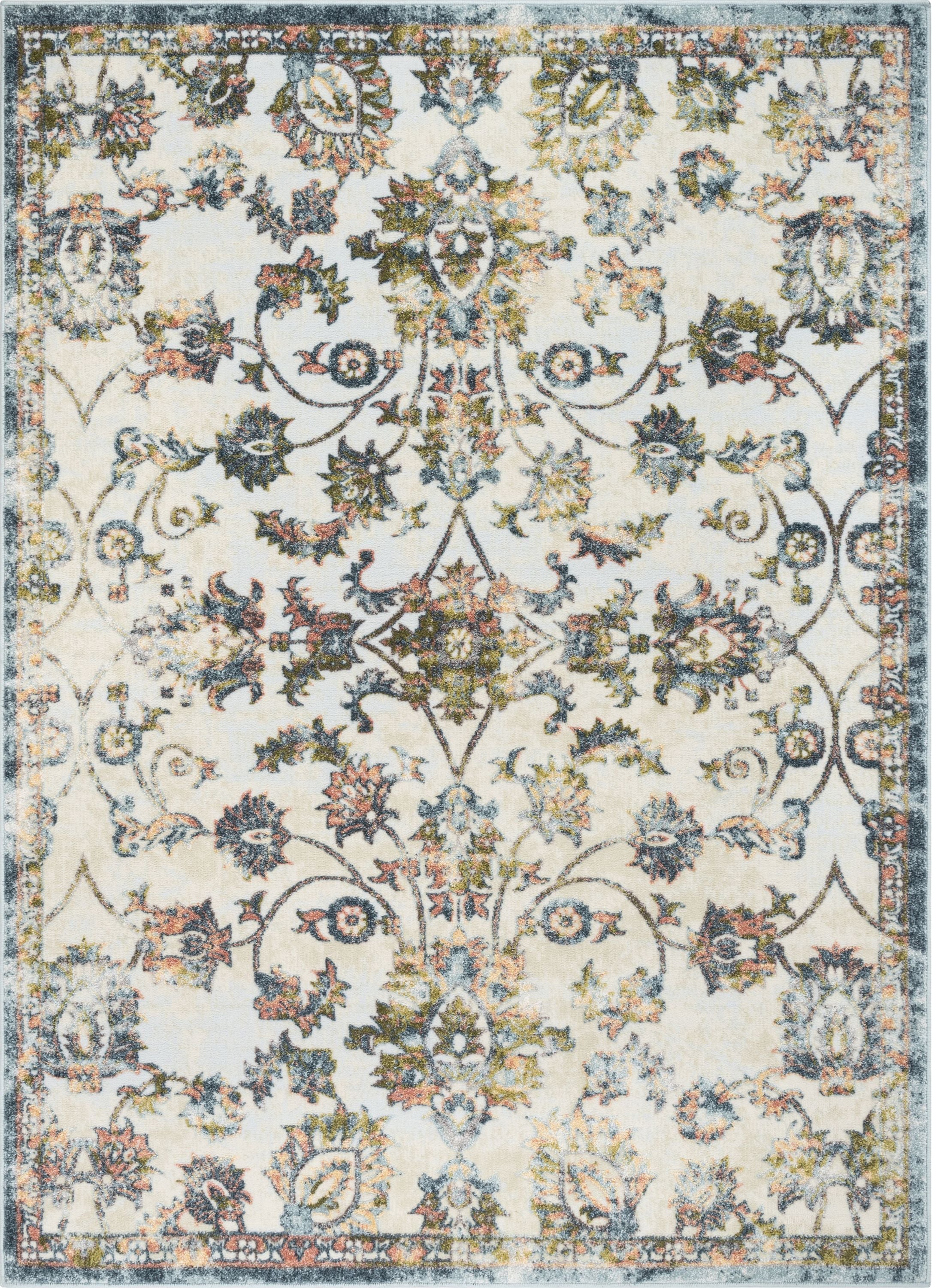 Atlas Vintage Bohemian Oriental Floral Blue Rug