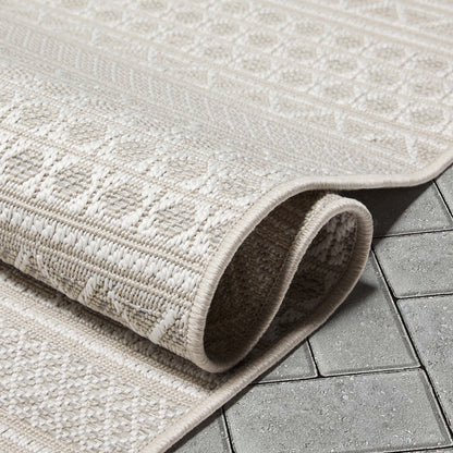 Arwen Tribal Indoor/Outdoor Ivory Textured Rug