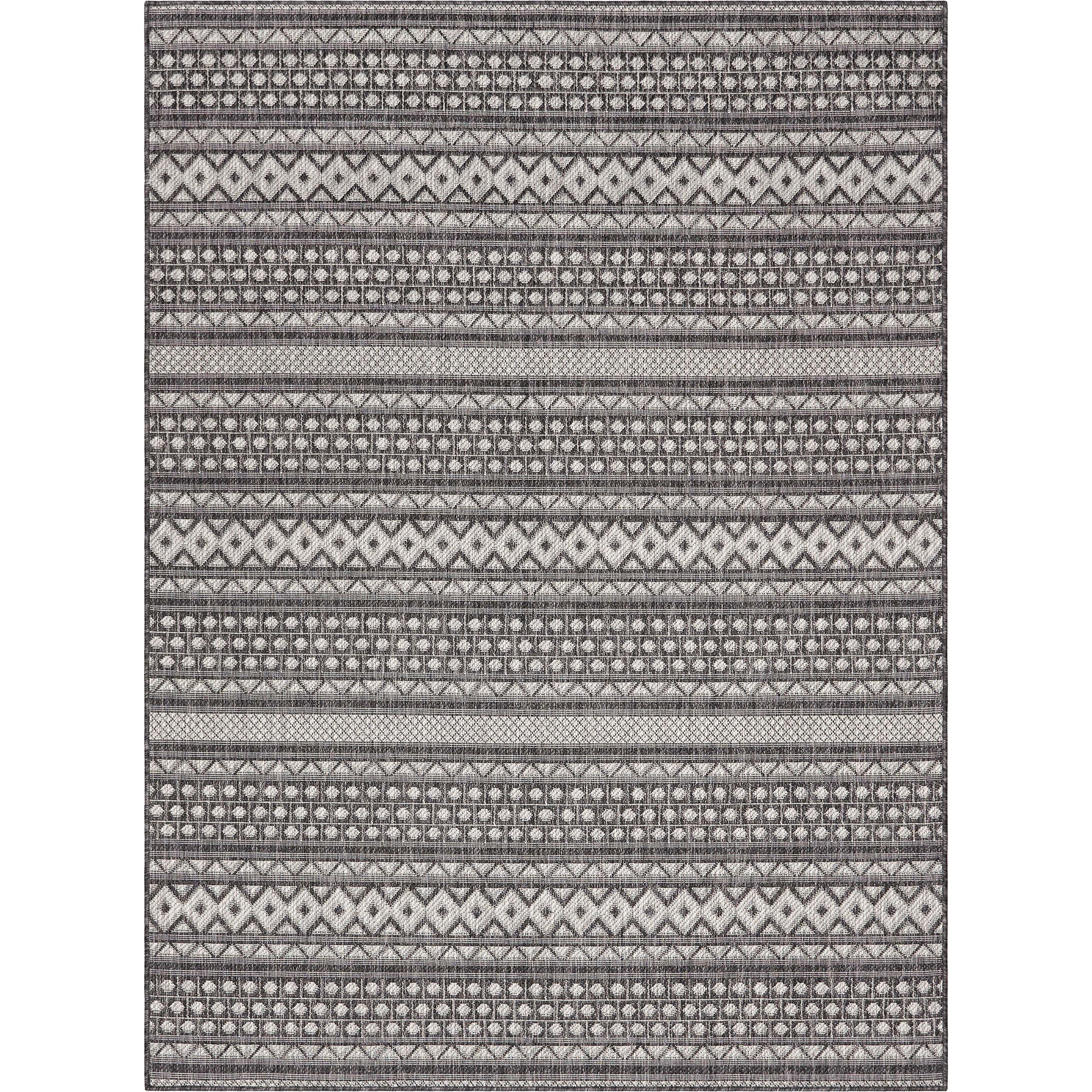 Arwen Tribal Indoor/Outdoor Black Textured Rug