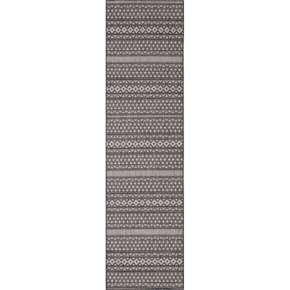 Arwen Tribal Indoor/Outdoor Black Textured Rug