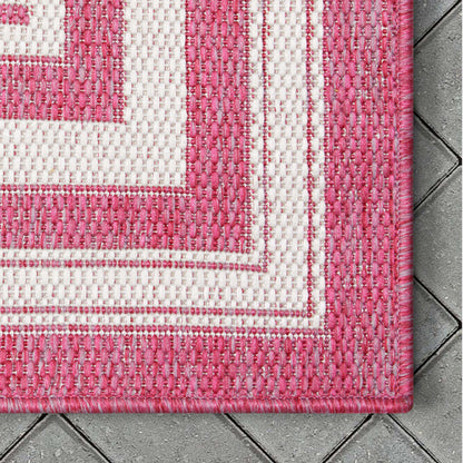 Frankie Modern Stripes Indoor/Outdoor Fuschia Textured Rug