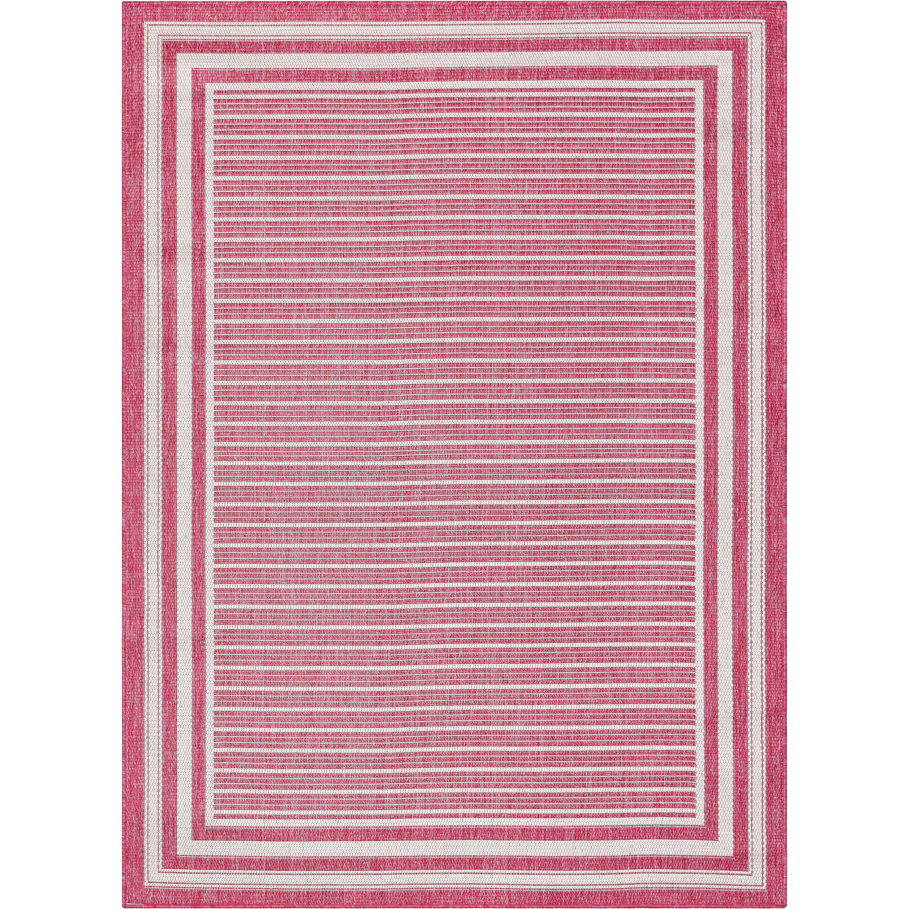 Frankie Modern Stripes Indoor/Outdoor Fuschia Textured Rug