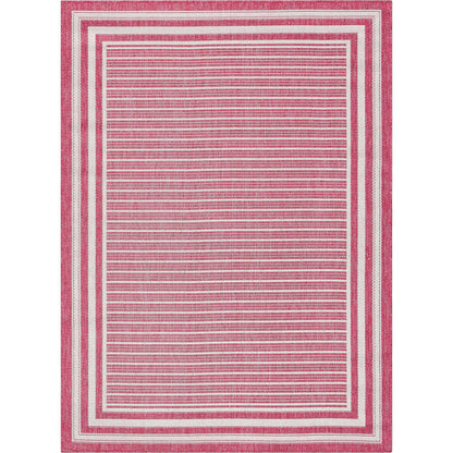 Frankie Modern Stripes Indoor/Outdoor Fuschia Textured Rug