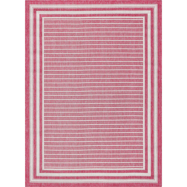 Frankie Modern Stripes Indoor/Outdoor Fuschia Textured Rug