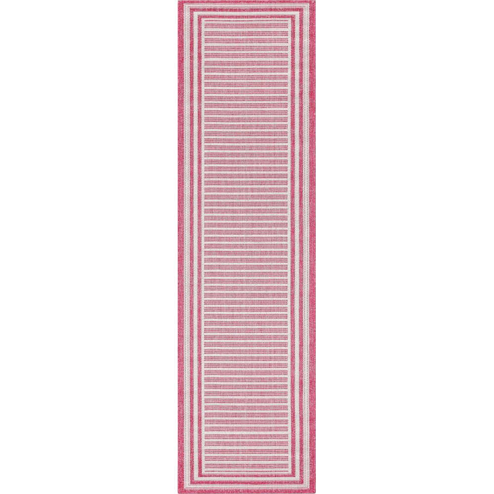 Frankie Modern Stripes Indoor/Outdoor Fuschia Textured Rug