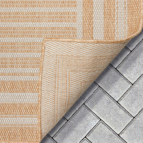 Frankie Modern Stripes Indoor/Outdoor Beige Textured Rug