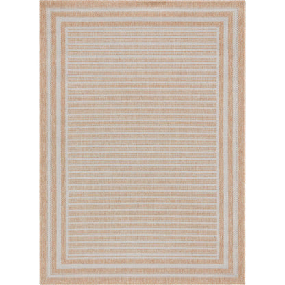 Frankie Modern Stripes Indoor/Outdoor Beige Textured Rug