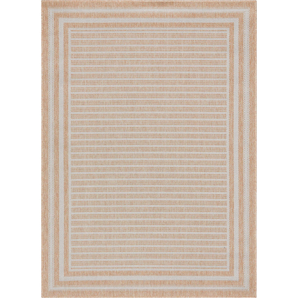 Frankie Modern Stripes Indoor/Outdoor Beige Textured Rug