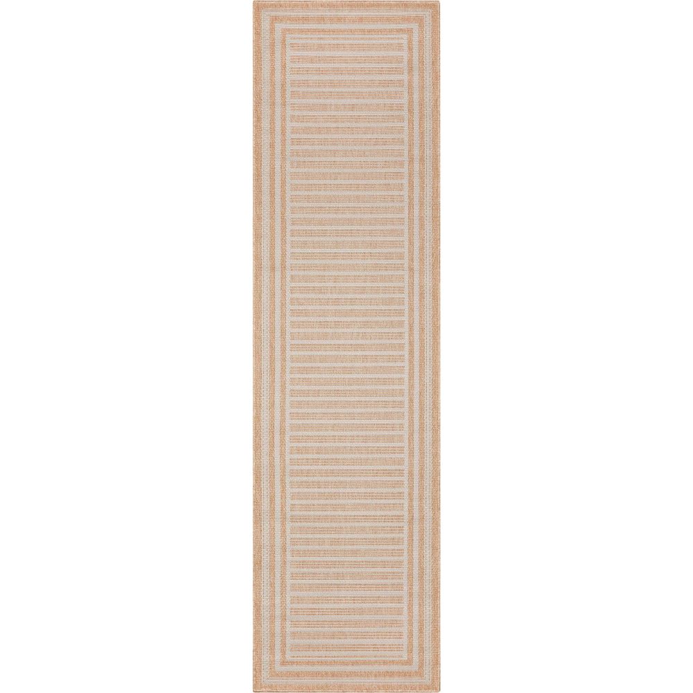 Frankie Modern Stripes Indoor/Outdoor Beige Textured Rug