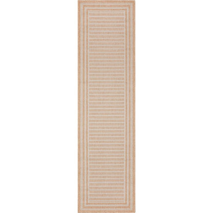 Frankie Modern Stripes Indoor/Outdoor Beige Textured Rug