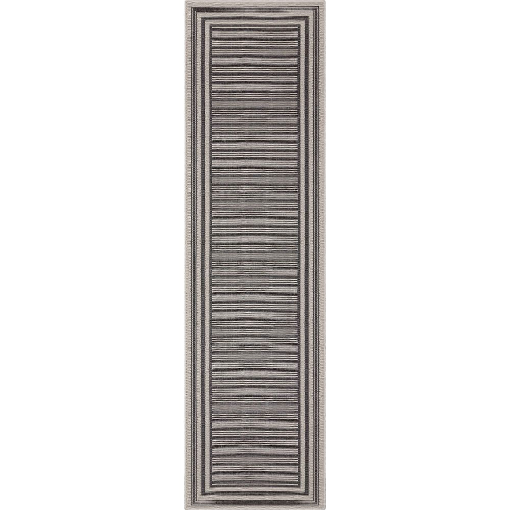 Frankie Modern Stripes Indoor/Outdoor Black Textured Rug