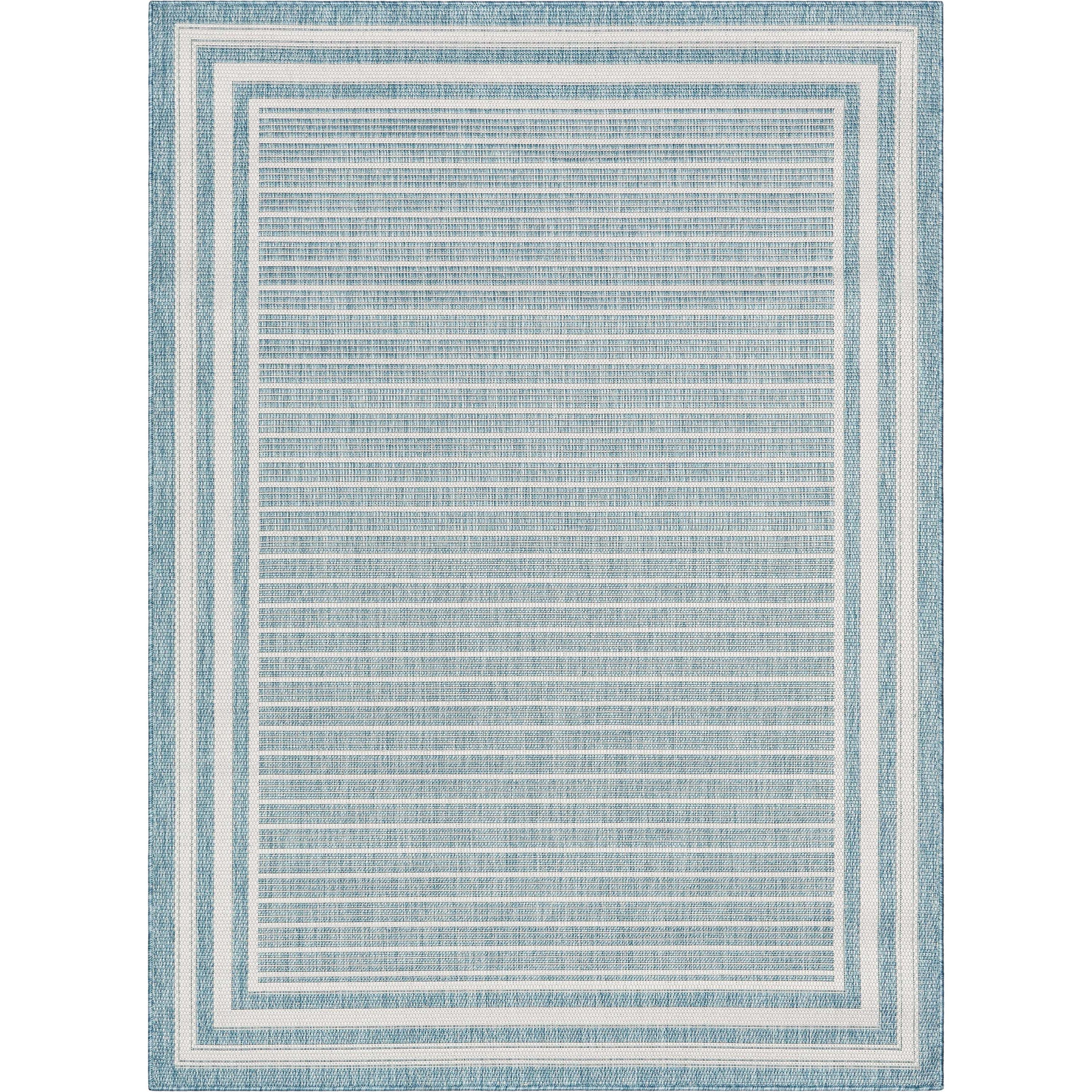 Frankie Modern Stripes Indoor/Outdoor Blue Textured Rug