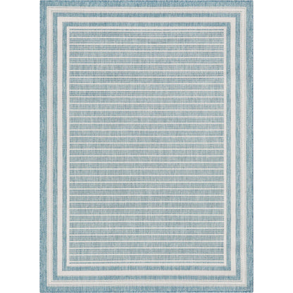 Frankie Modern Stripes Indoor/Outdoor Blue Textured Rug