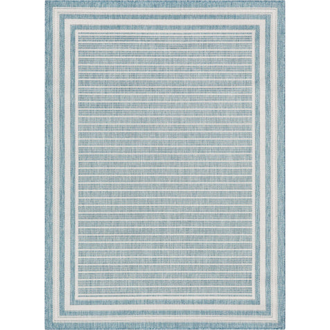 Frankie Modern Stripes Indoor/Outdoor Blue Textured Rug