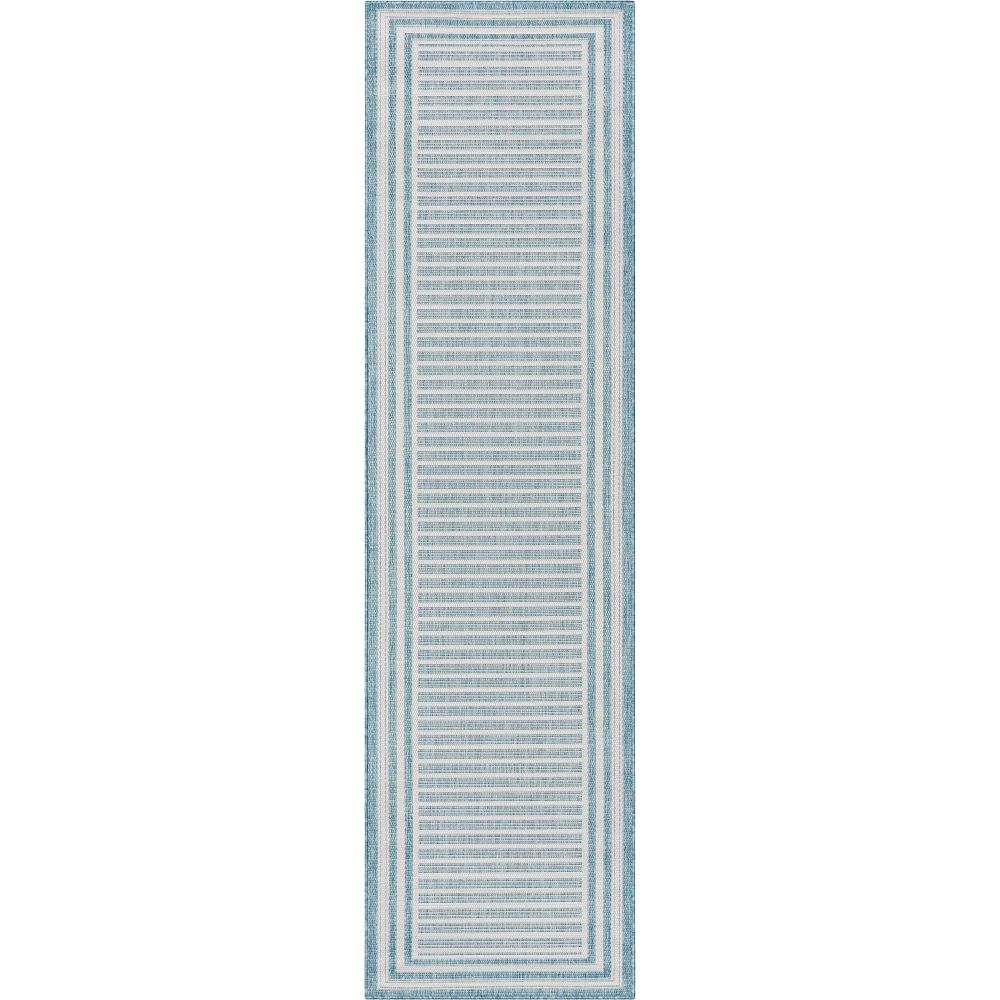 Frankie Modern Stripes Indoor/Outdoor Blue Textured Rug