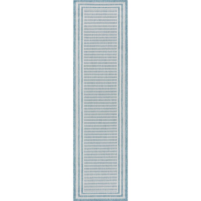 Frankie Modern Stripes Indoor/Outdoor Blue Textured Rug