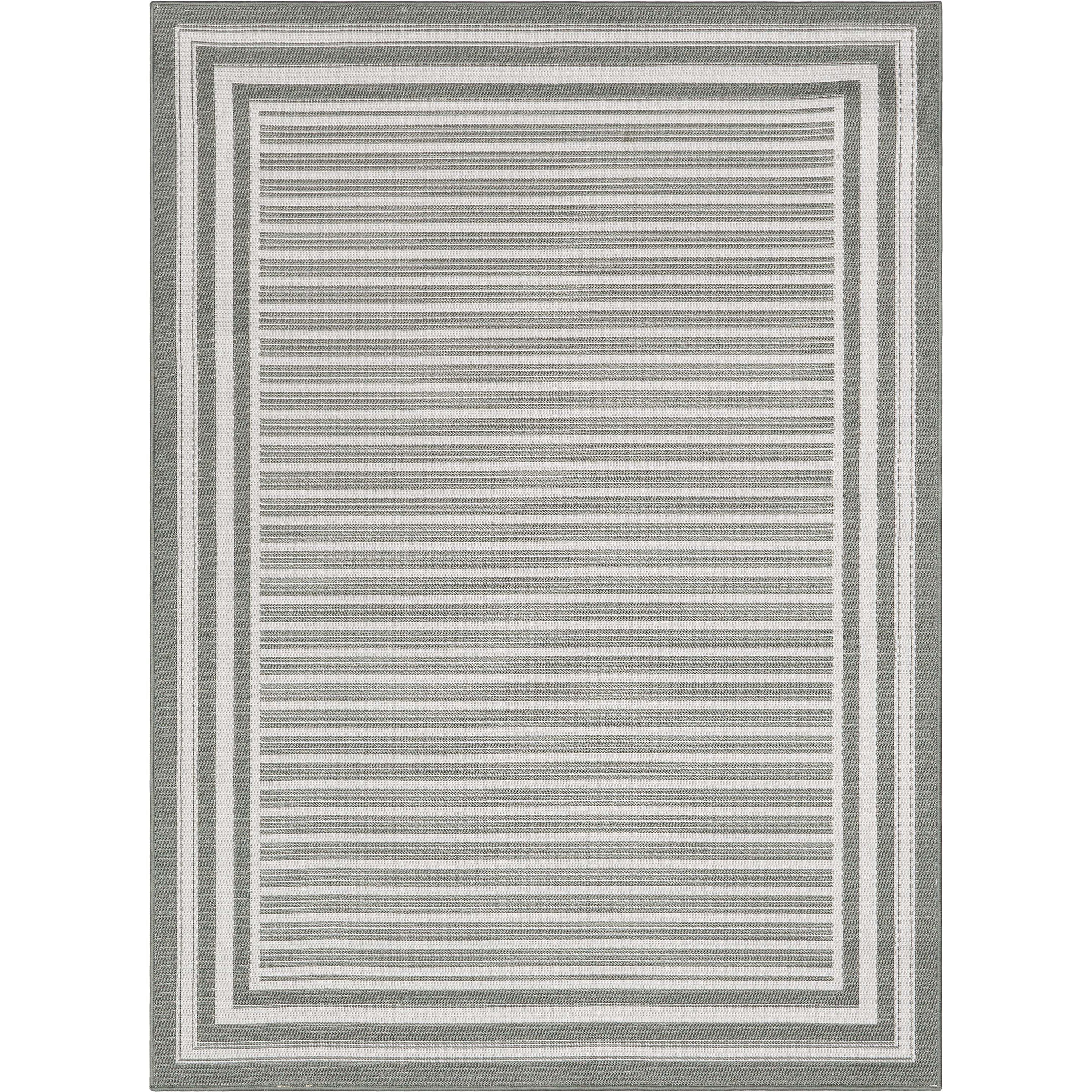 Frankie Modern Stripes Indoor/Outdoor Green Textured Rug