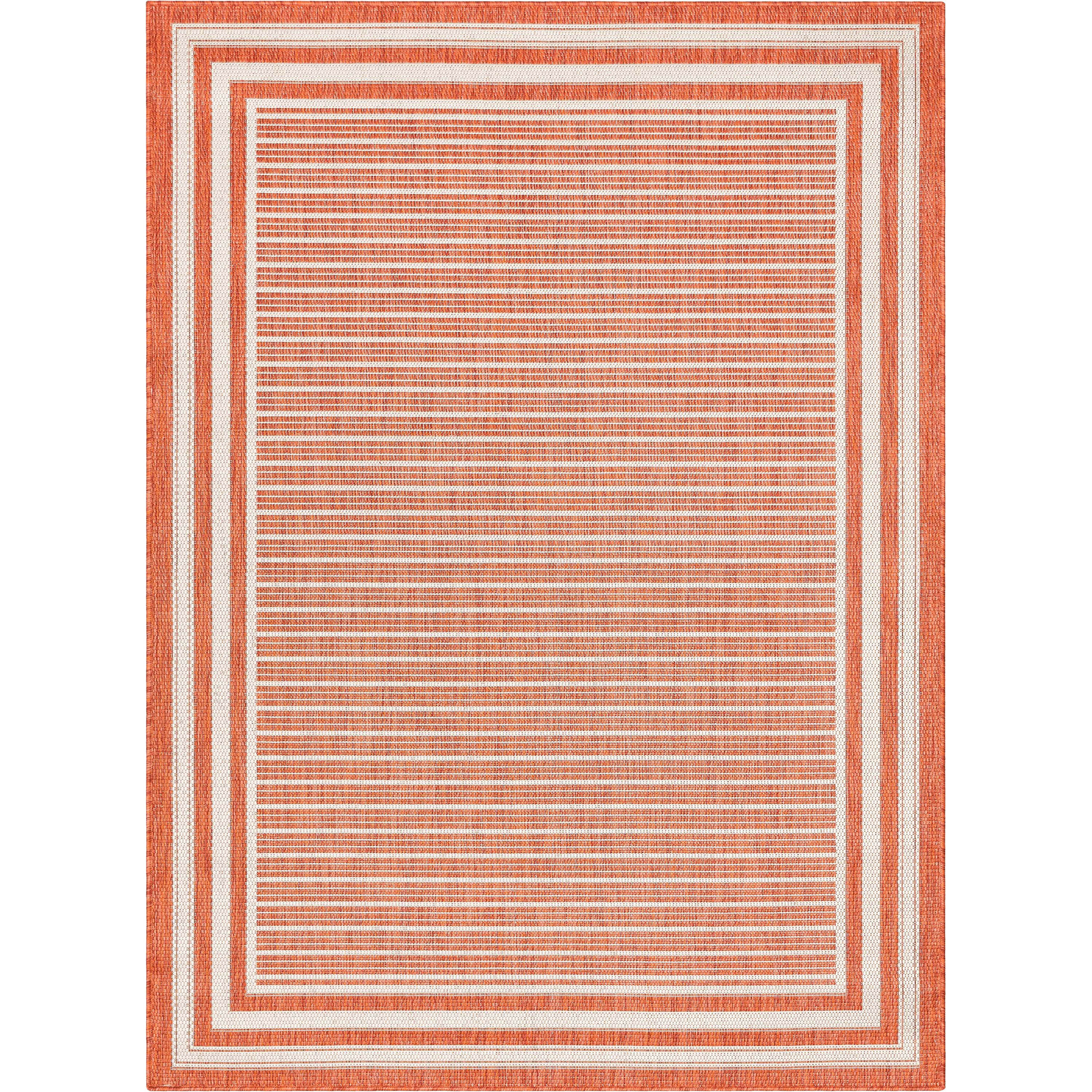 Frankie Modern Stripes Indoor/Outdoor Orange Textured 2'7" x 9'10" Runner Rug