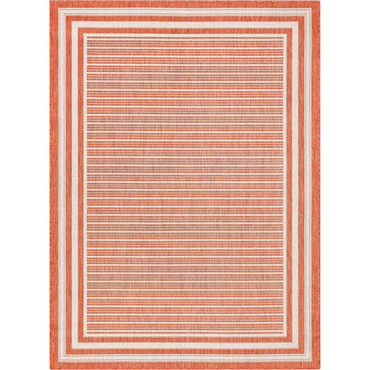 Frankie Modern Stripes Indoor/Outdoor Orange Textured 2'7" x 9'10" Runner Rug