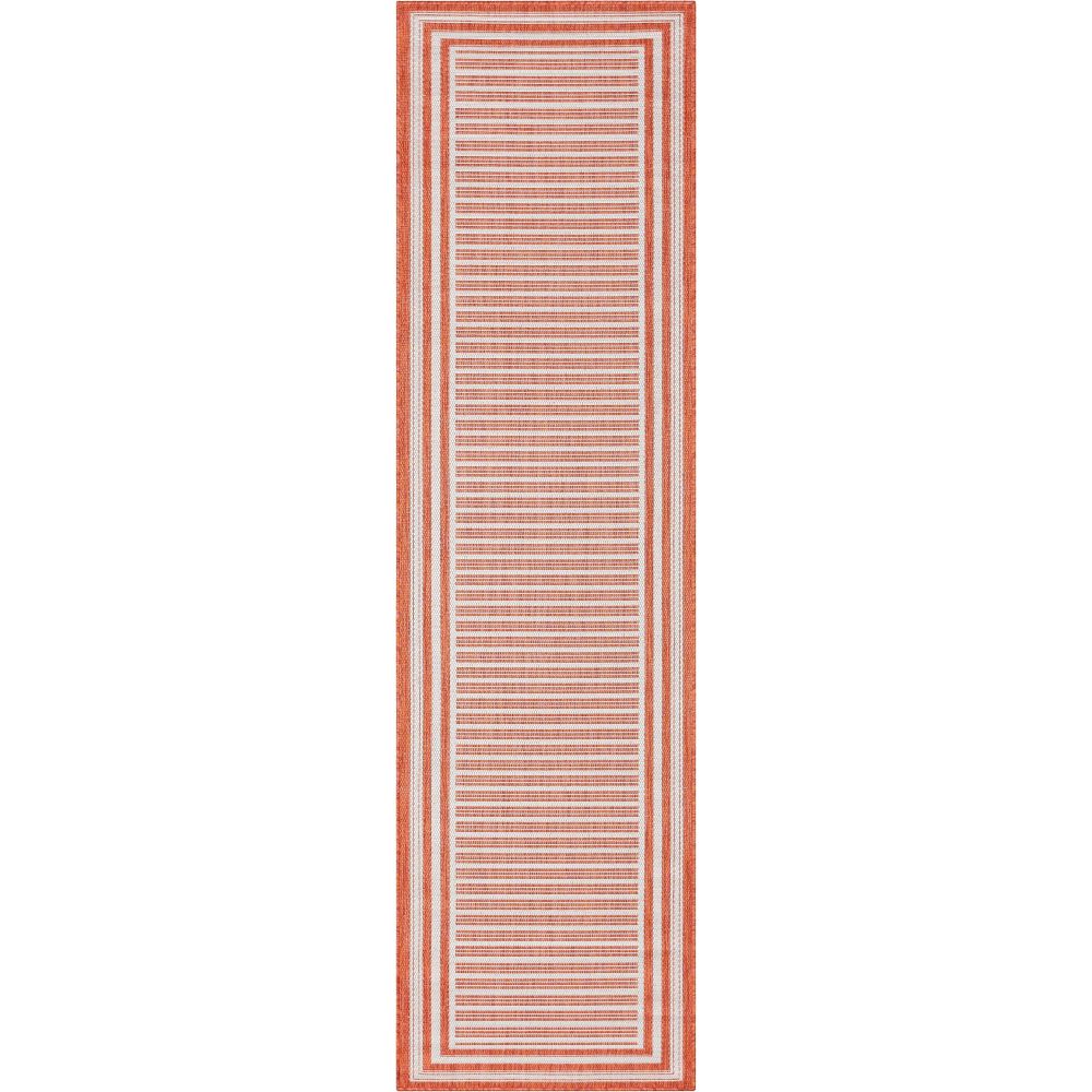 Frankie Modern Stripes Indoor/Outdoor Orange Textured 2'7" x 9'10" Runner Rug