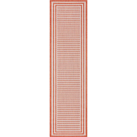 Frankie Modern Stripes Indoor/Outdoor Orange Textured Rug