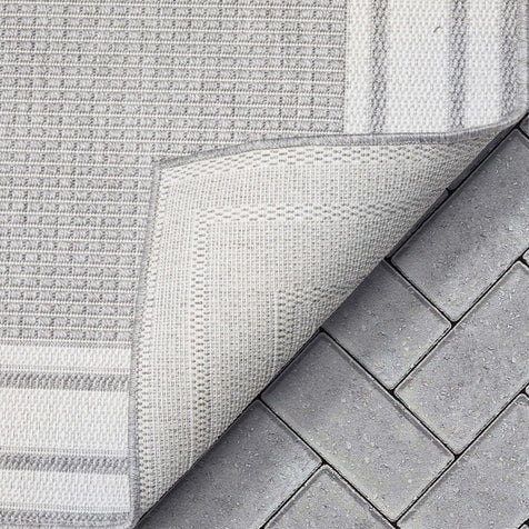 Perry Solid Border Pattern Indoor/Outdoor Grey Textured Rug