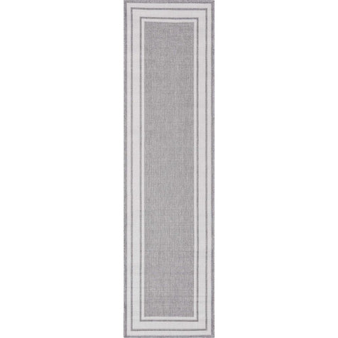 Perry Solid Border Pattern Indoor/Outdoor Grey Textured Rug