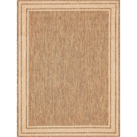 Perry Solid Border Pattern Indoor/Outdoor Brown Textured Rug