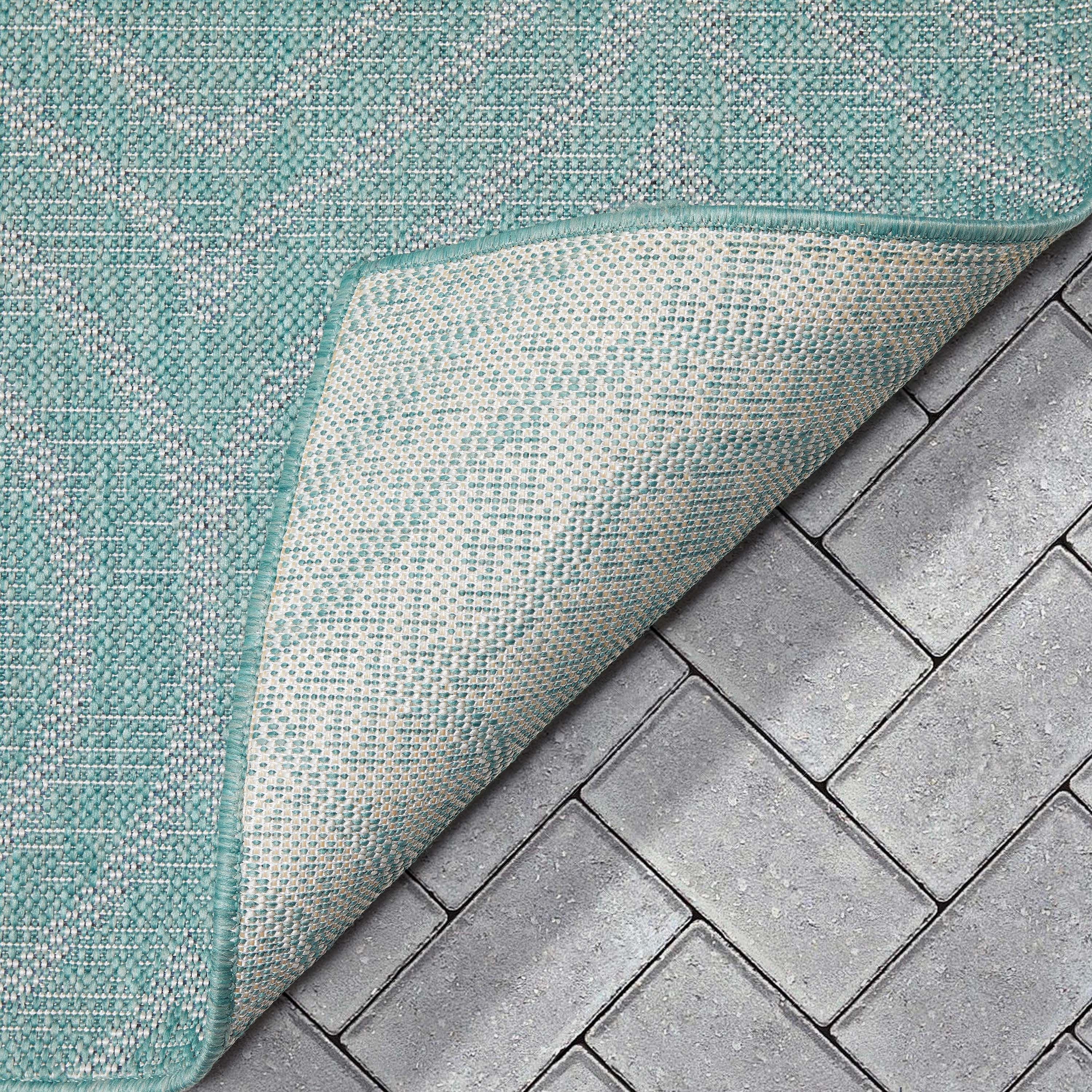 Ludo Lattice Trellis Indoor/Outdoor Blue Textured Rug