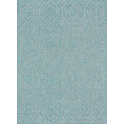 Ludo Lattice Trellis Indoor/Outdoor Blue Textured Rug