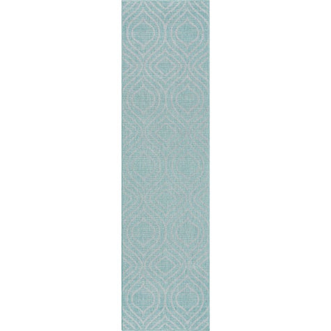 Ludo Lattice Trellis Indoor/Outdoor Blue Textured Rug
