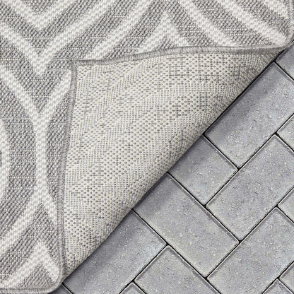 Ludo Lattice Trellis Indoor/Outdoor Grey Textured Rug