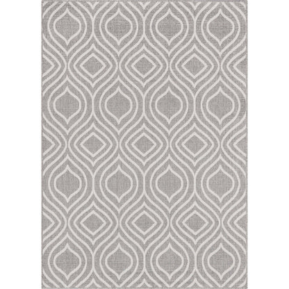 Ludo Lattice Trellis Indoor/Outdoor Grey Textured Rug