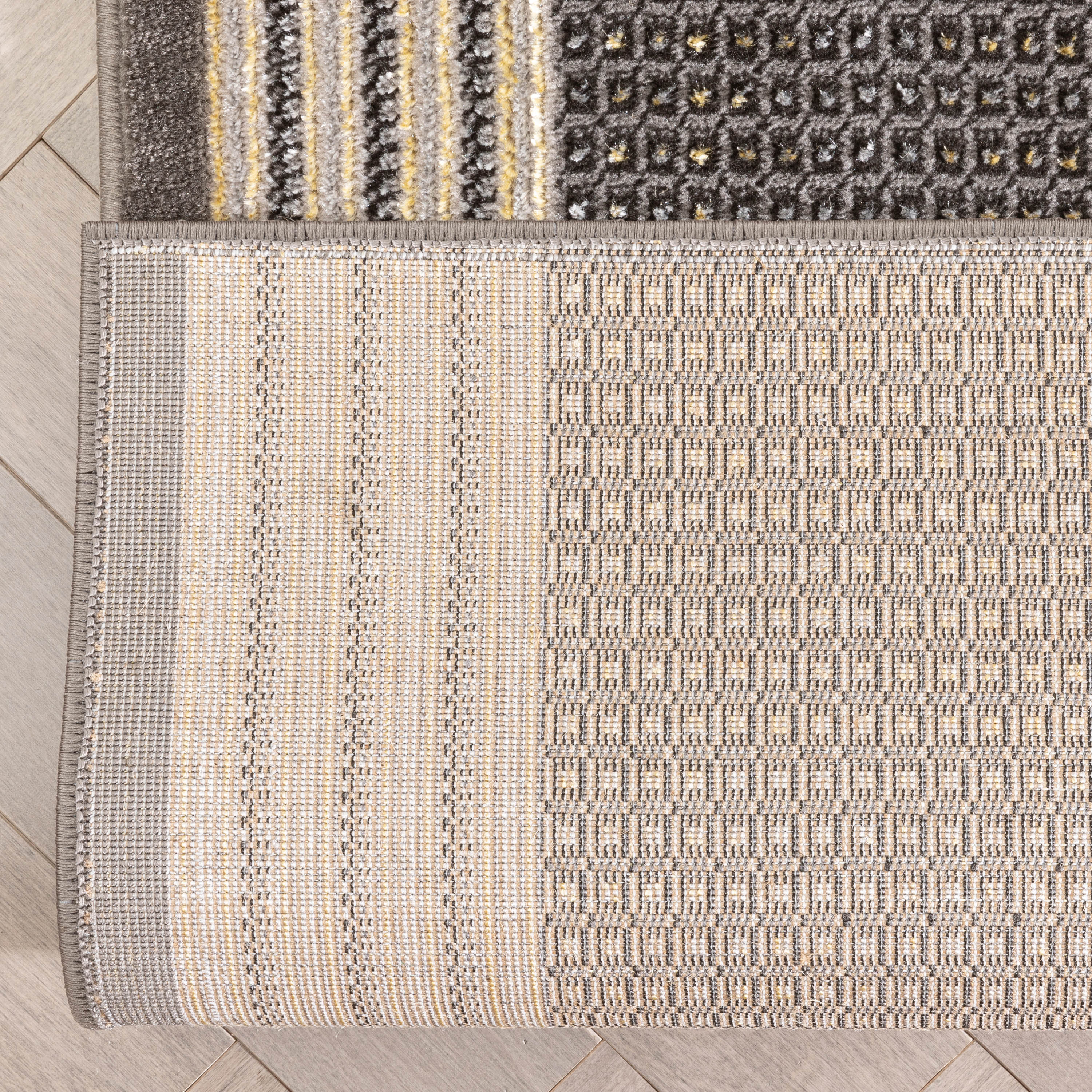 Custom Size Runner Waylon Retro Border Solid & Striped Grey Select Your Width x Choose Your Length Hallway Runner Rug