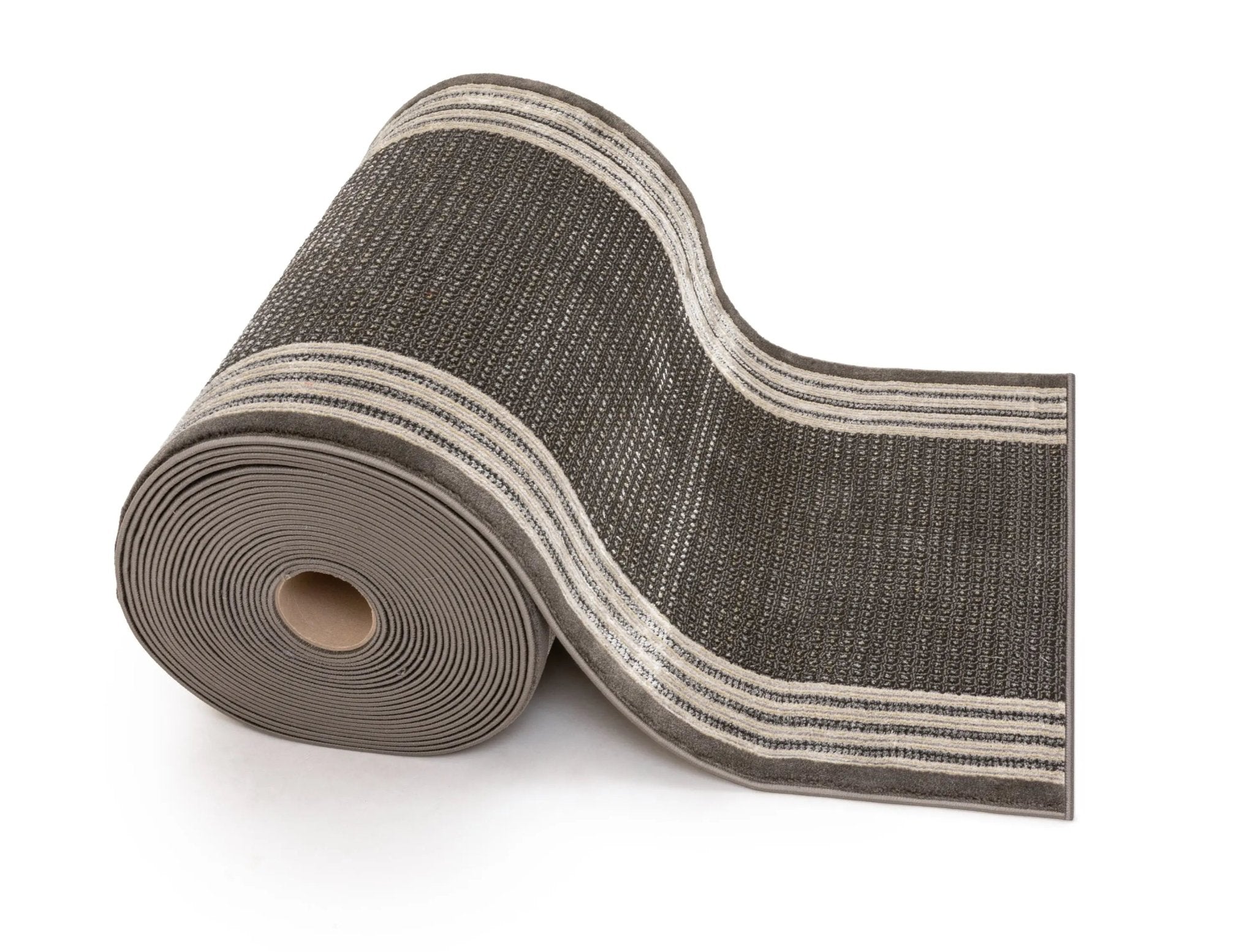 Custom Size Runner Waylon Retro Border Solid & Striped Grey Select Your Width x Choose Your Length Hallway Runner Rug Well Woven