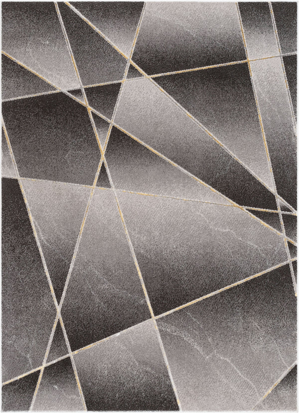 Arthur Retro Geometric Marble Pattern Grey Glam Rug