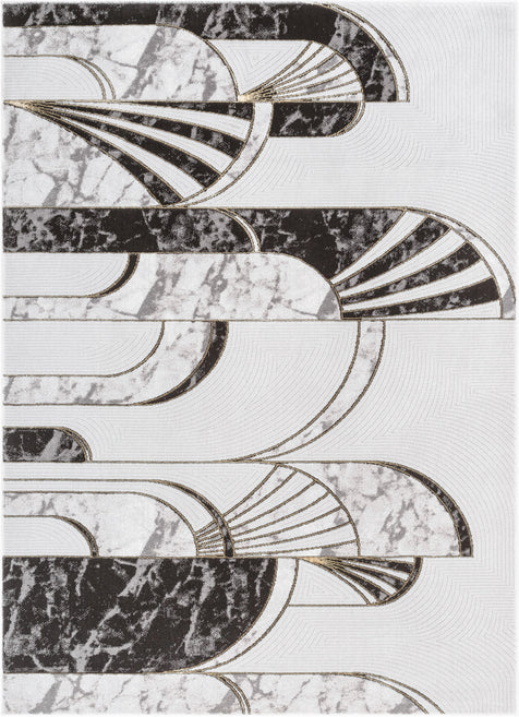 Walter Retro Marble Pattern Grey Glam Rug