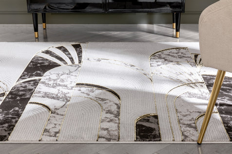 Walter Retro Marble Pattern Grey Glam Rug